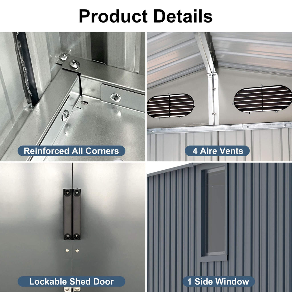 [08X10FT] Alora Large Outdoor Metal Storage Tool Shed With Window And Lockable Doors (SAK32987)