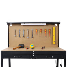 Load image into Gallery viewer, Steel Workbench with Drawer, Pegboard, 4 AC Outlets &amp; 2 USB Ports