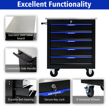 Load image into Gallery viewer, 5 DRAWERS MULTIFUNCTIONAL TOOL CART WITH WHEELS-BLACK+BLUE