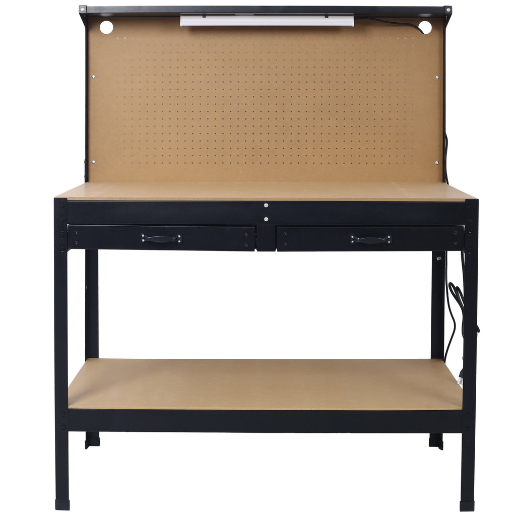 Steel Workbench with Drawer, Pegboard, 4 AC Outlets & 2 USB Ports