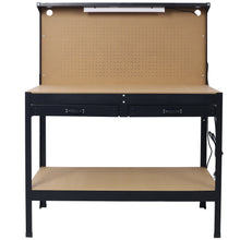 Load image into Gallery viewer, Steel Workbench with Drawer, Pegboard, 4 AC Outlets &amp; 2 USB Ports