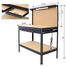 Load image into Gallery viewer, Steel Workbench with Drawer, Pegboard, 4 AC Outlets &amp; 2 USB Ports