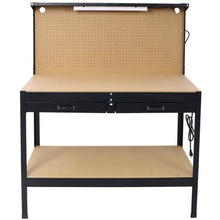 Load image into Gallery viewer, Steel Workbench with Drawer, Pegboard, 4 AC Outlets &amp; 2 USB Ports
