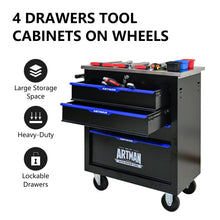 Load image into Gallery viewer, 4 DRAWERS MULTIFUNCTIONAL TOOL CART WITH WHEELS-BLACK