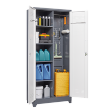 Load image into Gallery viewer, Metal storage cabinets, lockable cleaning tool cabinets, high broom tool organizers, and large storage cabinets in storage store