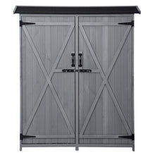 Load image into Gallery viewer, Outdoor 5.3ft Hx4.6ft L Wood Storage Shed Tool Organizer,Garden Shed, Storage Cabinet with Waterproof Asphalt Roof Gray
