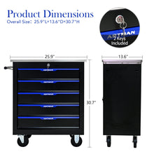 Load image into Gallery viewer, 5 DRAWERS MULTIFUNCTIONAL TOOL CART WITH WHEELS-BLACK+BLUE