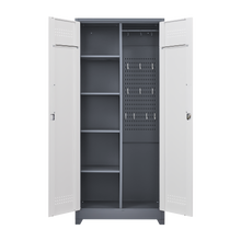 Load image into Gallery viewer, Metal storage cabinets, lockable cleaning tool cabinets, high broom tool organizers, and large storage cabinets in storage store
