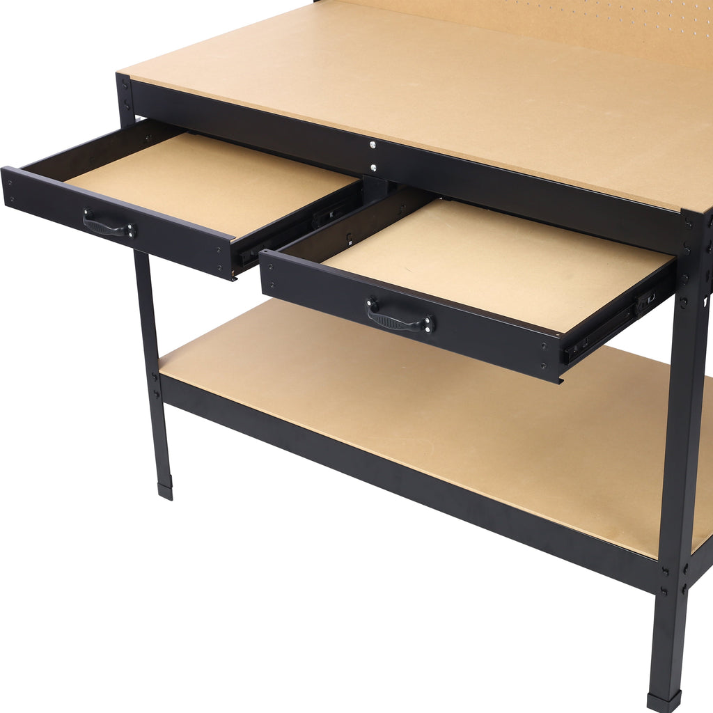 Steel Workbench with Drawer, Pegboard, 4 AC Outlets & 2 USB Ports
