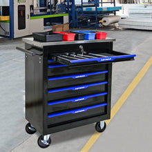 Load image into Gallery viewer, 7 DRAWERS MULTIFUNCTIONAL TOOL CART WITH WHEELS-BLACK+BLUE