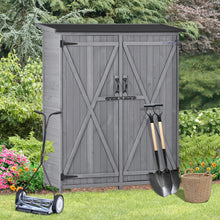 Load image into Gallery viewer, Outdoor 5.3ft Hx4.6ft L Wood Storage Shed Tool Organizer,Garden Shed, Storage Cabinet with Waterproof Asphalt Roof Gray