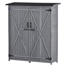 Load image into Gallery viewer, Outdoor 5.3ft Hx4.6ft L Wood Storage Shed Tool Organizer,Garden Shed, Storage Cabinet with Waterproof Asphalt Roof Gray