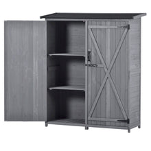 Load image into Gallery viewer, Outdoor 5.3ft Hx4.6ft L Wood Storage Shed Tool Organizer,Garden Shed, Storage Cabinet with Waterproof Asphalt Roof Gray
