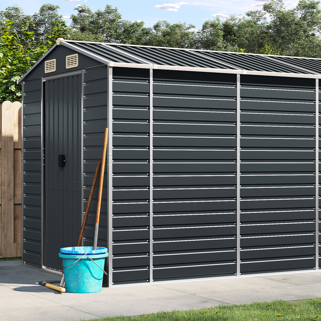 vidaXL Garden Shed Metal Outdoor Storage Shed Anthracite Galvanized Steel
