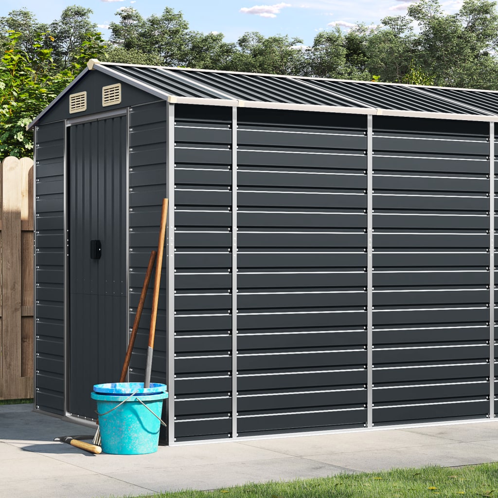 vidaXL Garden Shed Metal Outdoor Storage Shed Anthracite Galvanized Steel
