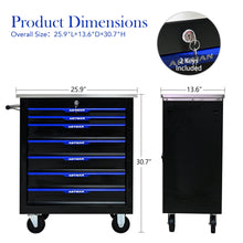 Load image into Gallery viewer, 7 DRAWERS MULTIFUNCTIONAL TOOL CART WITH WHEELS-BLACK+BLUE
