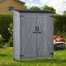 Load image into Gallery viewer, Outdoor 5.3ft Hx4.6ft L Wood Storage Shed Tool Organizer,Garden Shed, Storage Cabinet with Waterproof Asphalt Roof Gray