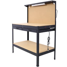 Load image into Gallery viewer, Steel Workbench with Drawer, Pegboard, 4 AC Outlets &amp; 2 USB Ports
