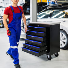 Load image into Gallery viewer, 7 DRAWERS MULTIFUNCTIONAL TOOL CART WITH WHEELS-BLACK+BLUE