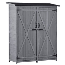 Load image into Gallery viewer, Outdoor 5.3ft Hx4.6ft L Wood Storage Shed Tool Organizer,Garden Shed, Storage Cabinet with Waterproof Asphalt Roof Gray
