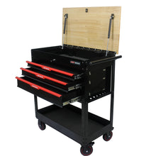 Load image into Gallery viewer, 3 DRAWERS MULTIFUNCTIONAL TOOL CART WITH WHEELS AND WOODEN TOP