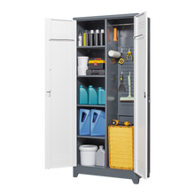 Load image into Gallery viewer, Metal storage cabinets, lockable cleaning tool cabinets, high broom tool organizers, and large storage cabinets in storage store