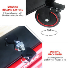 Load image into Gallery viewer, 3 DRAWERS MULTIFUNCTIONAL TOOL CART WITH WHEELS AND WOODEN TOP