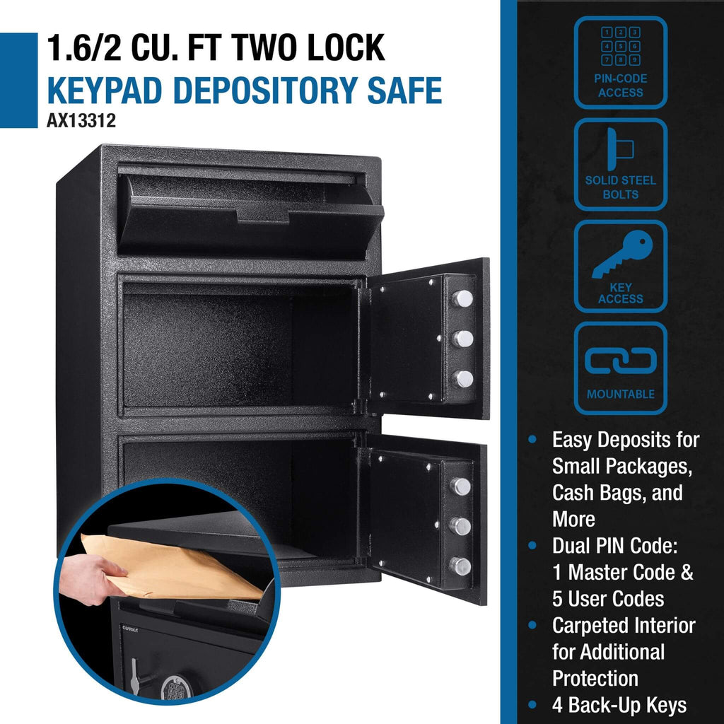 Barska 1.60 CF Digital Depository Dual Compartment Security Safe (SAK76021)
